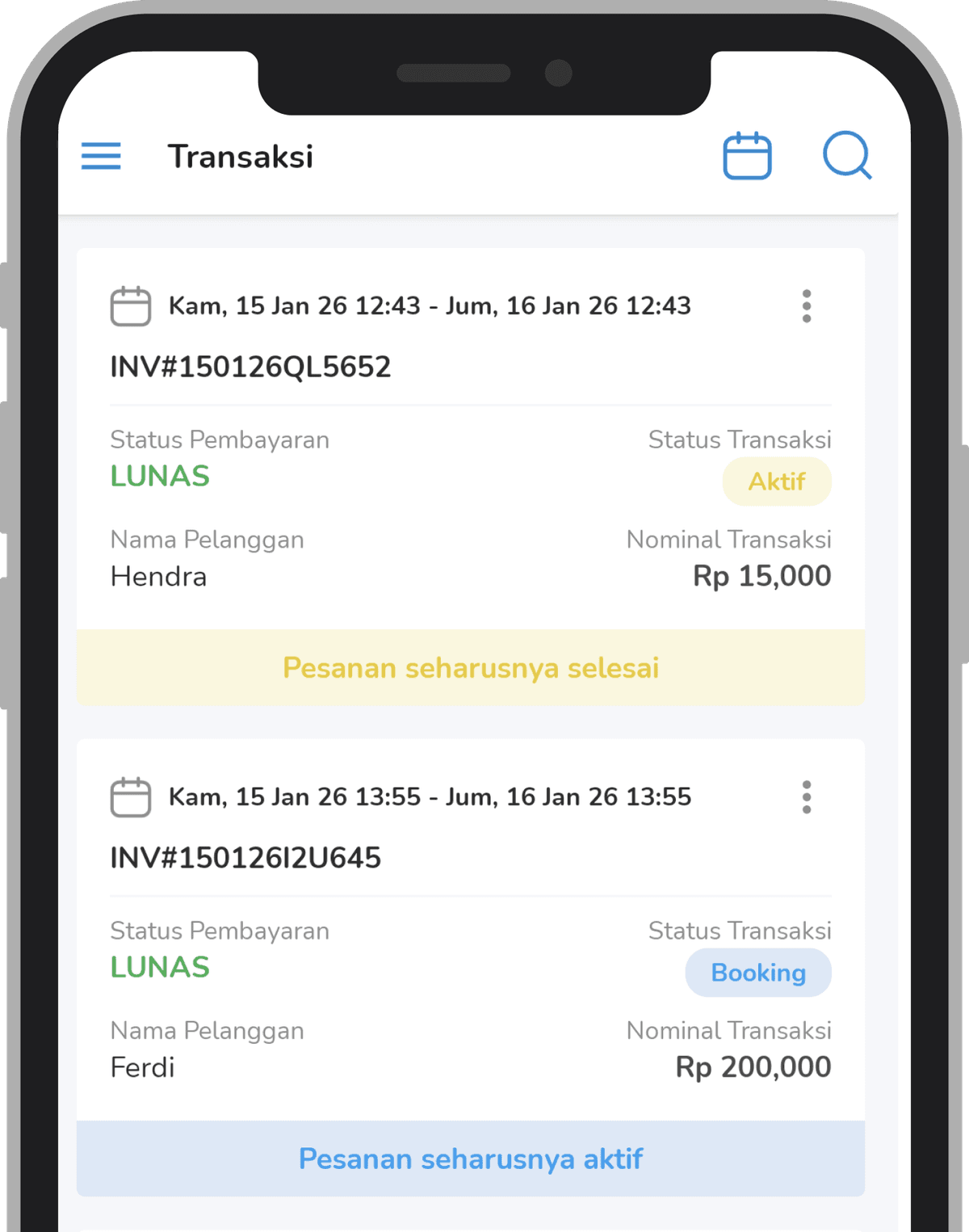 Pencatatan transaksi SewaSam